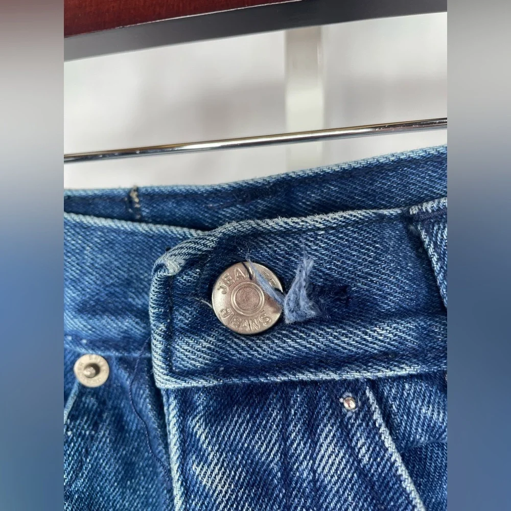 Vintage JEANJER Denim Skirt 5/6 High Waist Blue Jean Skirt 90s Y2K Pencil Mini - Picture 2 of 12